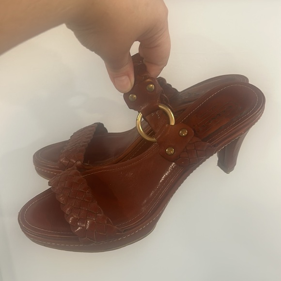 COACH Phebe brown braided Vachetta leather platform sandals - Picture 16 of 16